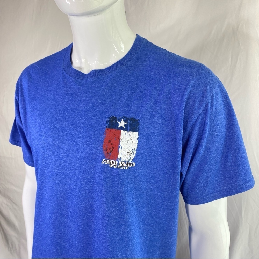 Fruit of the Loom Men’s Heather Blue Padre Island Texas Tee - Picture 2 of 7